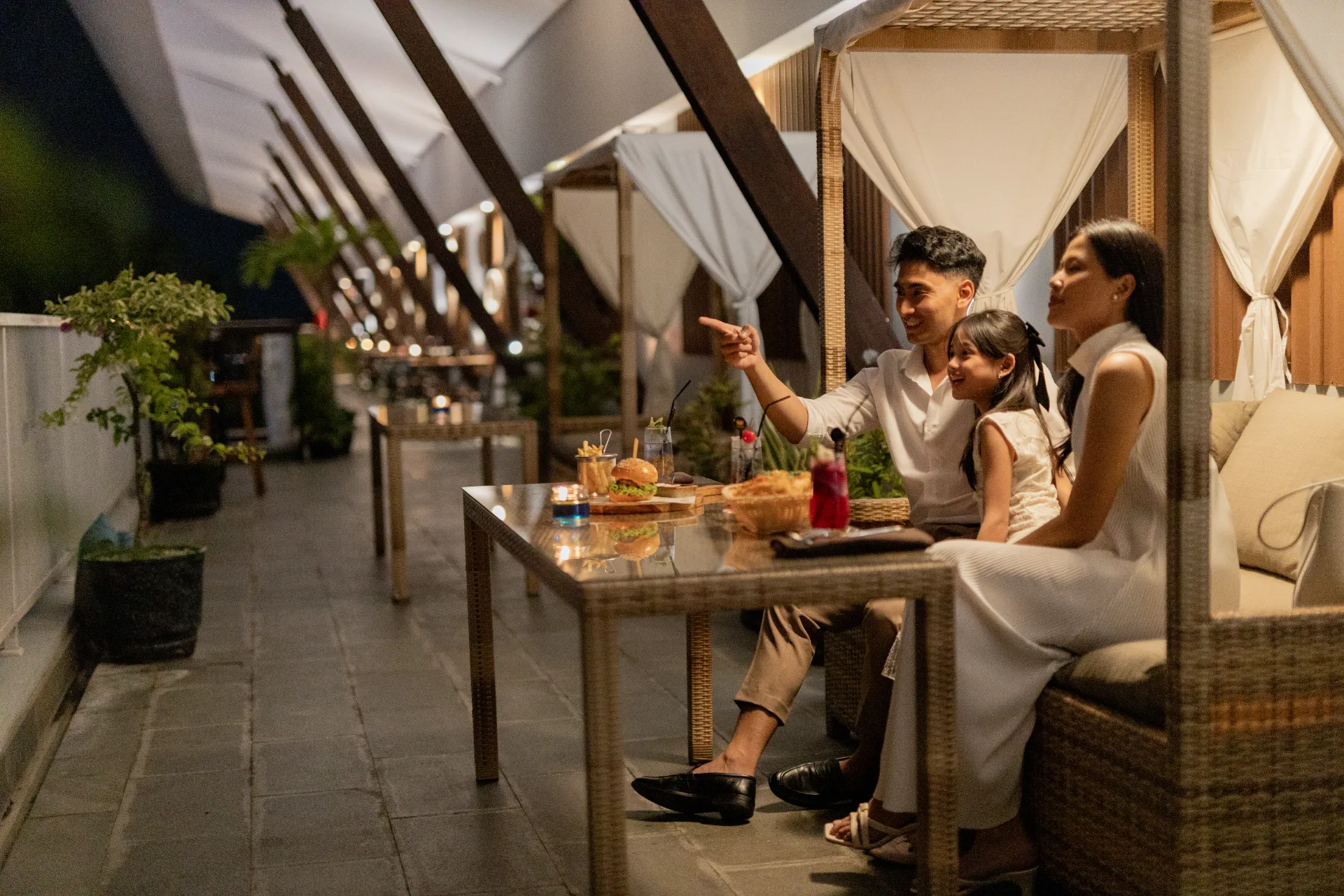 Cloud Nine rooftop cabana romantic dining at Amaranta Prambanan
