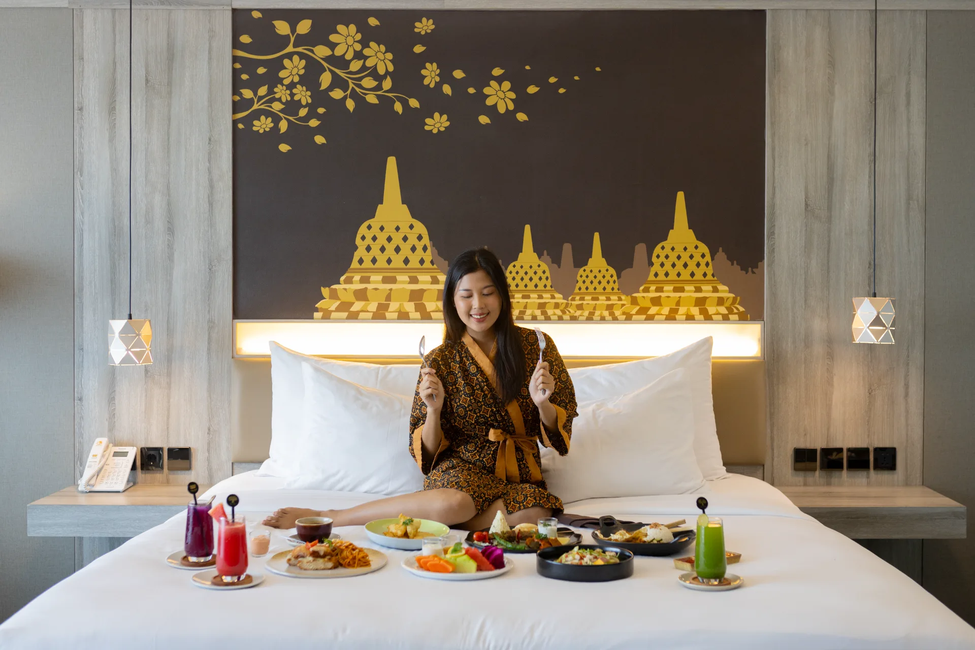 In-room dining service at Amaranta Prambanan hotel