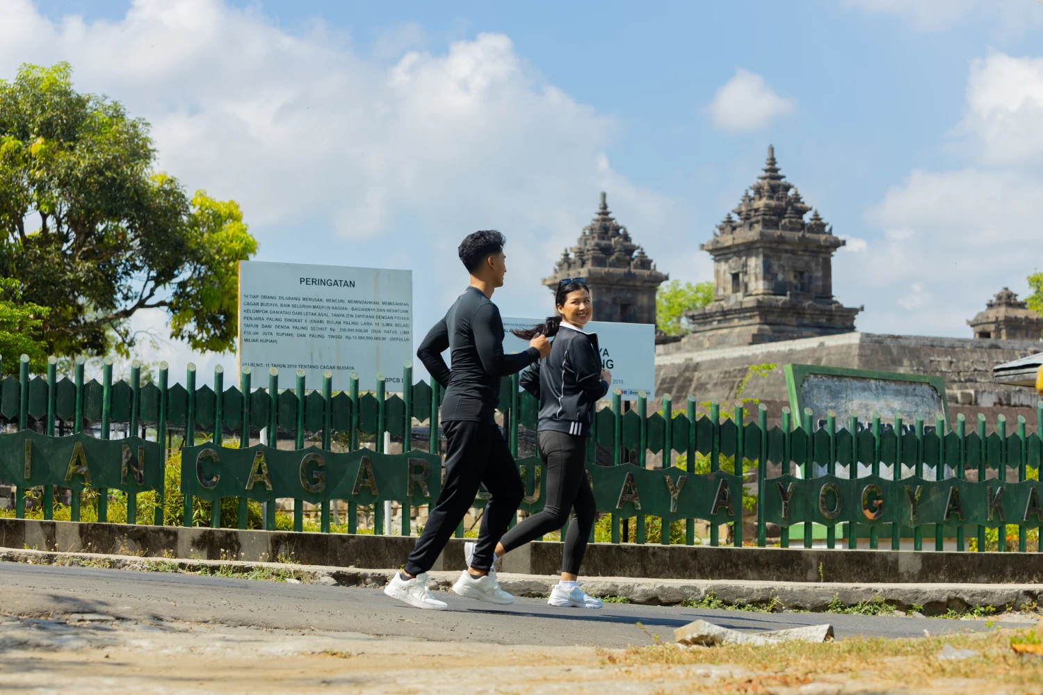 3 km jogging track through village and Barong Temple at Amaranta Prambanan