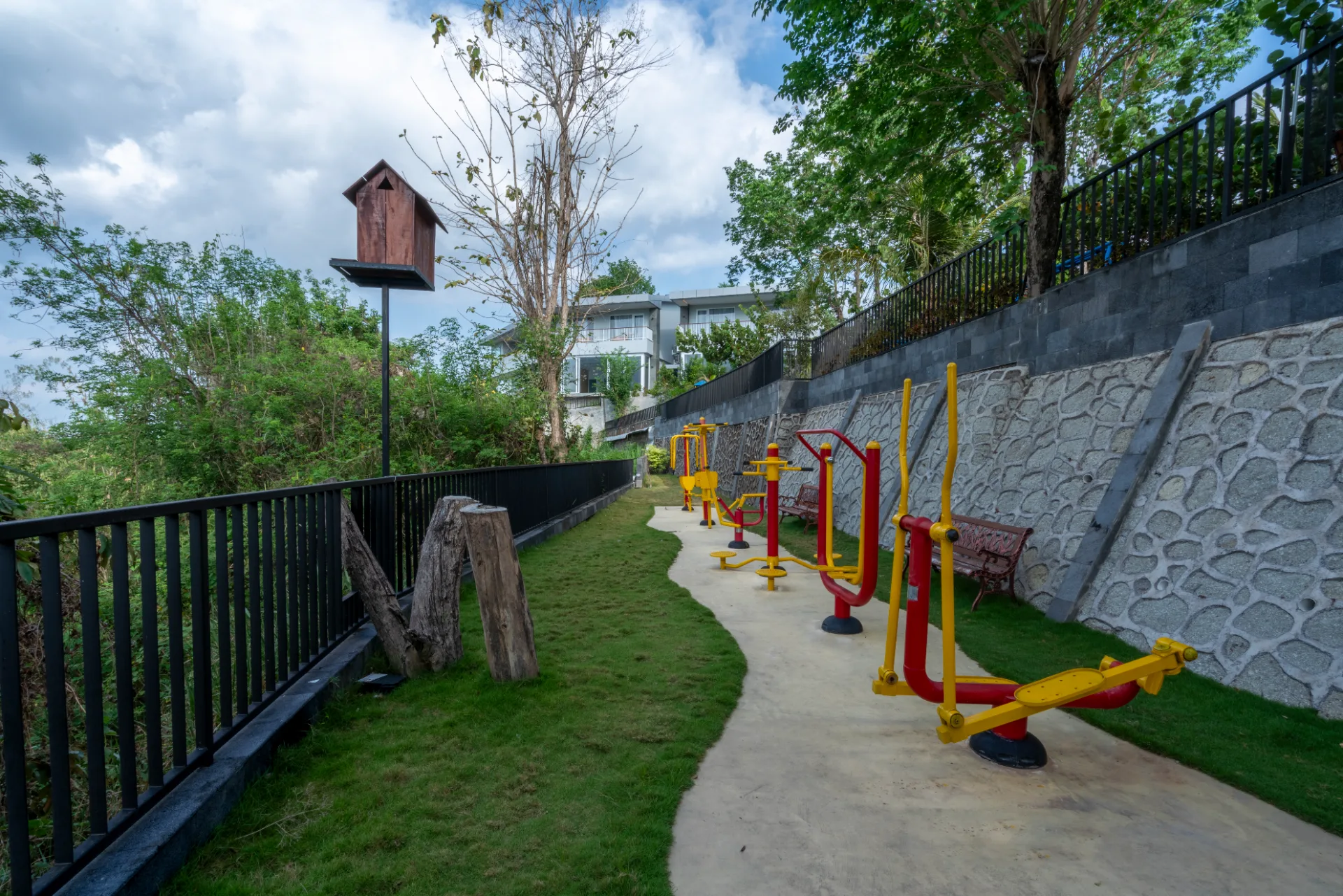 Outdoor gym open-air fitness facility at Amaranta Prambanan hotel Yogyakarta
