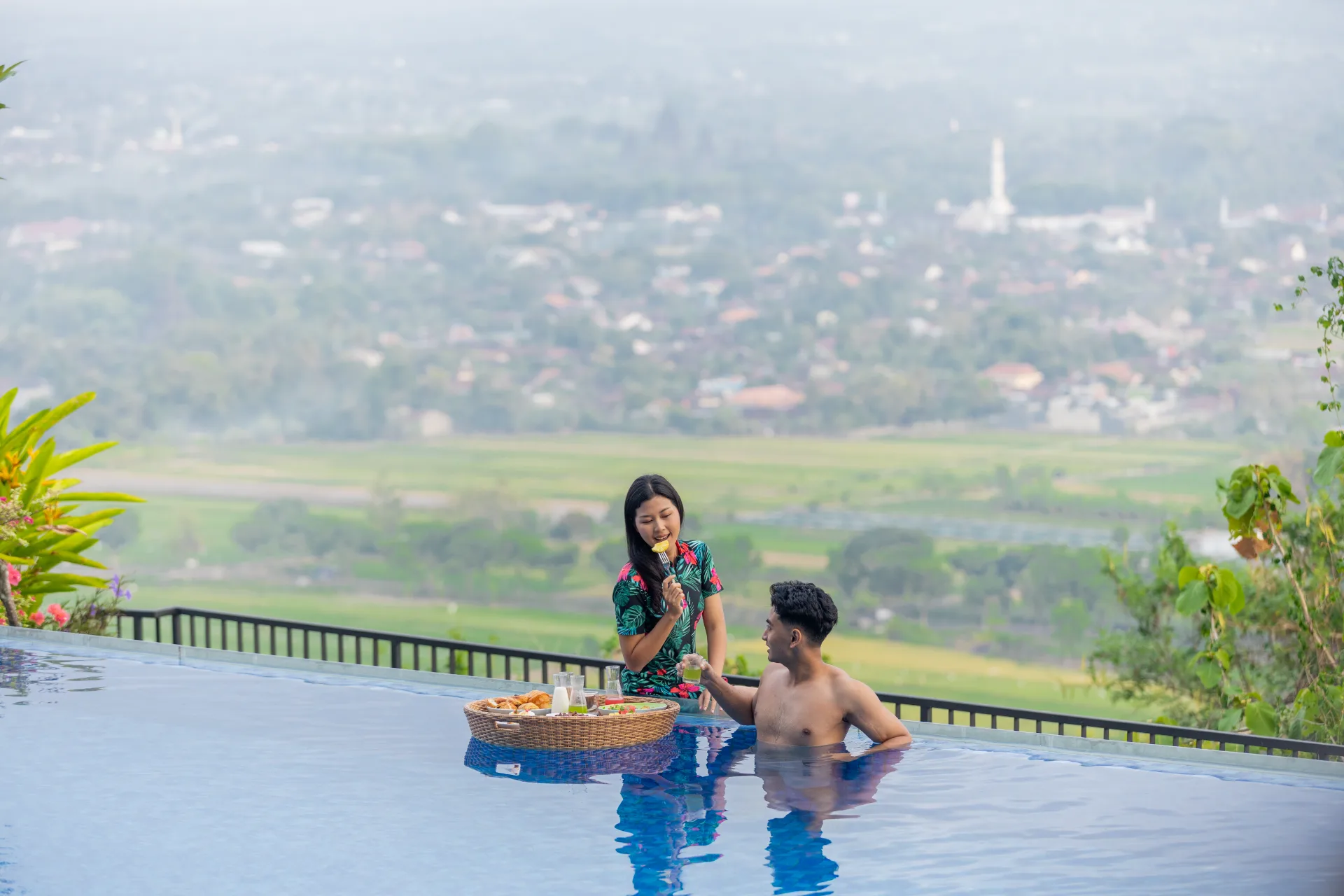 Sunken Pool Bar tropical drinks at Amaranta Prambanan main pool